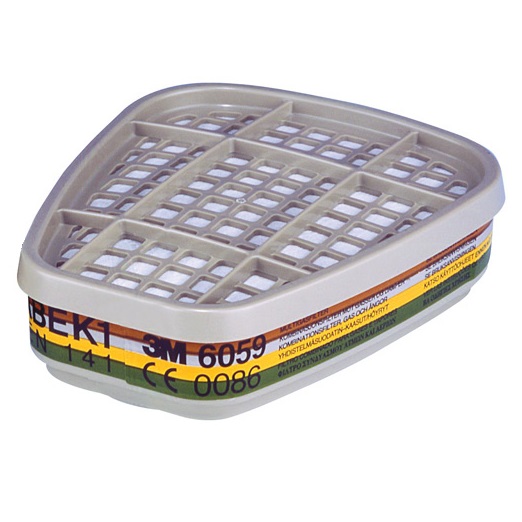 Filtro recambiable para vap. orgánicos, inorgánicos, gases ácidos y amoníacos ABEK1 3M 6059 - Referencia 6059